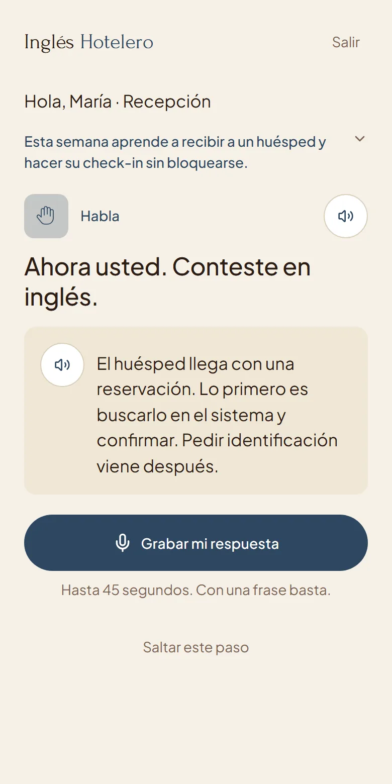 Your turn: record the answer in English